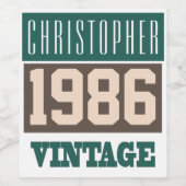 Geboren in 1986 Gepersonaliseerde Wijnfles Labels Wijn Etiket (Enkel label)