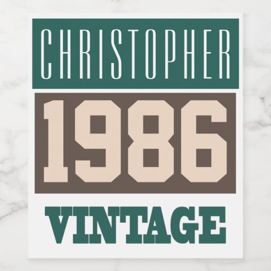 Geboren in 1986 Gepersonaliseerde Wijnfles Labels Wijn Etiket (Enkel label)