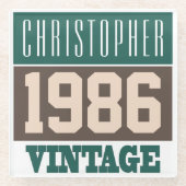 Geboren in 1986, Persoonlijke cadeaus Glazen Onderzetter (Voorkant)