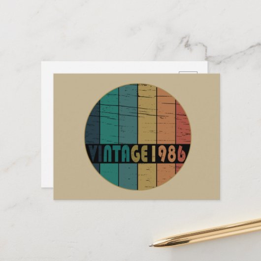 geboren in 1986  verjaardag feestdagenkaart (Voorkant / Achterkant in situ)