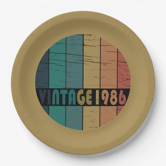 geboren in 1986  verjaardag papieren bordje (Voorkant)