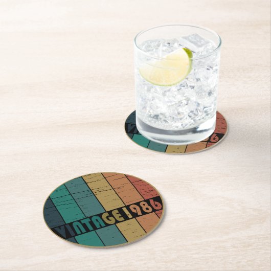 geboren in 1986  verjaardag ronde kartonnen onderzetter (Insitu)