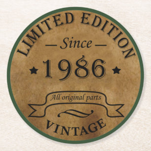 geboren in 1986  verjaardag ronde kartonnen onderzetter