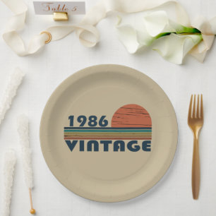Geboren in 1986 vintage verjaardagsfeestje papieren bordje