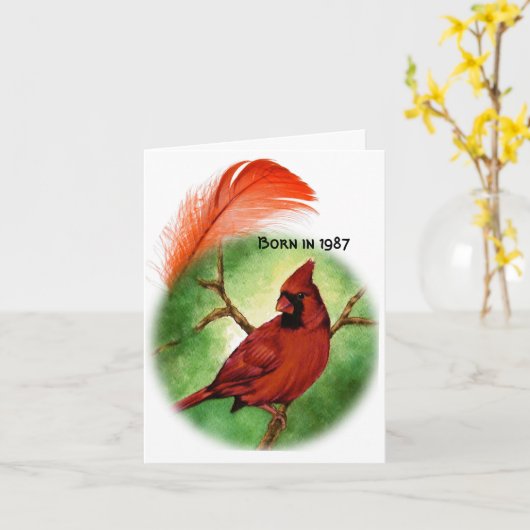 Geboren in 1987, Birthday Fun Facts Kaart (Gele Bloem)