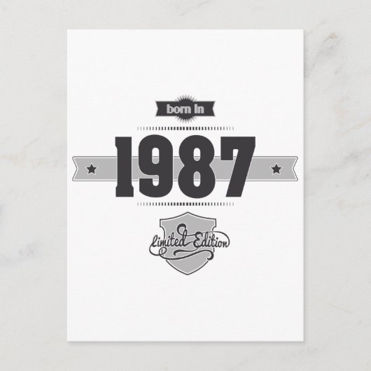 Geboren in 1987 (Dark&Lightgrey) Briefkaart (Voorkant)