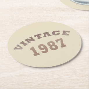 Geboren in 1987 elegante moderne vintage verjaarda ronde kartonnen onderzetter