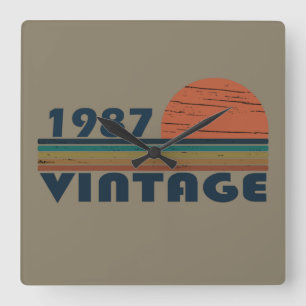 Geboren in 1987 elegante vintage verjaardagscadeau vierkante klok