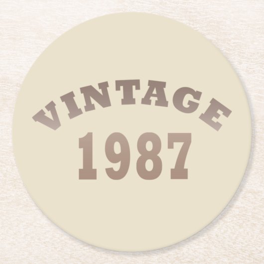 geboren in 1987  verjaardag ronde kartonnen onderzetter (Voorkant)