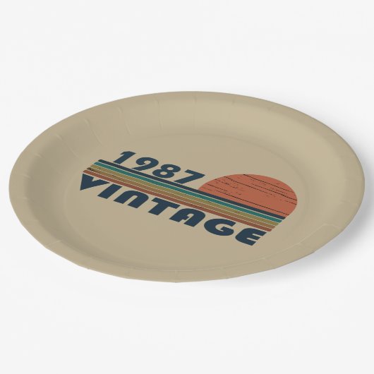 Geboren in 1987 verjaardagscadeau papieren bordje (Gekanteld)