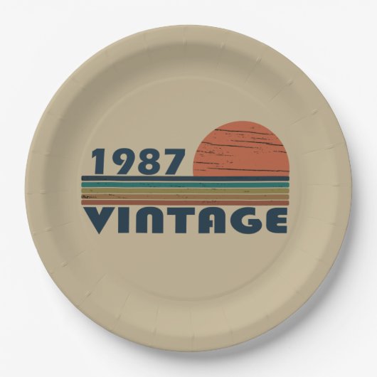 Geboren in 1987  verjaardagscadeau papieren bordje (Voorkant)