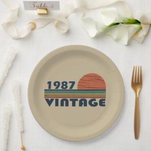 Geboren in 1987 vintage verjaardagsfeestje papieren bordje