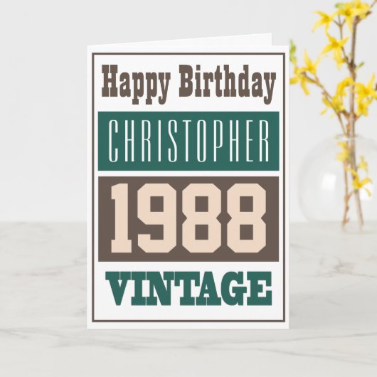 Geboren in 1988 Greetings Card Kaart (Gele Bloem)