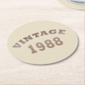 Geboren in 1988  verjaardagscadeau ronde kartonnen onderzetter (Gebogen)