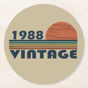 Geboren in 1988  verjaardagscadeau ronde kartonnen onderzetter