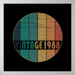geboren in 1988 vintage verjaardag poster