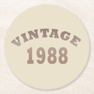 Geboren in 1988 vintage verjaardag ronde kartonnen onderzetter