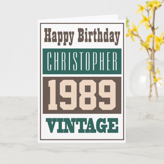 Geboren in 1989 Greetings Card Kaart (Gele Bloem)