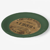 geboren in 1989 verjaardag papieren bordje (Gekanteld)