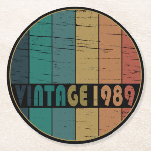 Geboren in 1989 verjaardag ronde kartonnen onderzetter