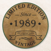 geboren in 1989  verjaardag ronde kartonnen onderzetter (Voorkant)