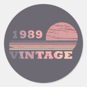 geboren in 1989  verjaardag ronde sticker (Voorkant)