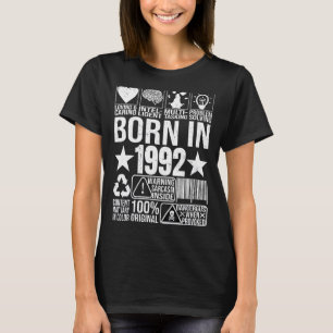 Geboren in 1992 Content Warning Label Barcode Birt T-shirt