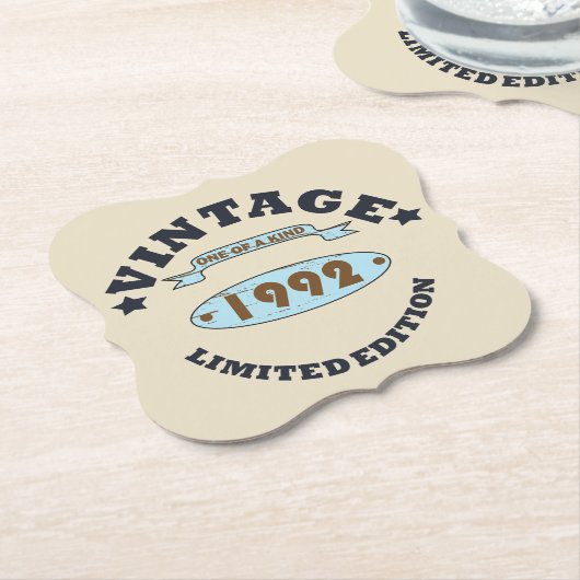 Geboren in 1992  verjaardagscadeau kartonnen onderzetters (Gekanteld)