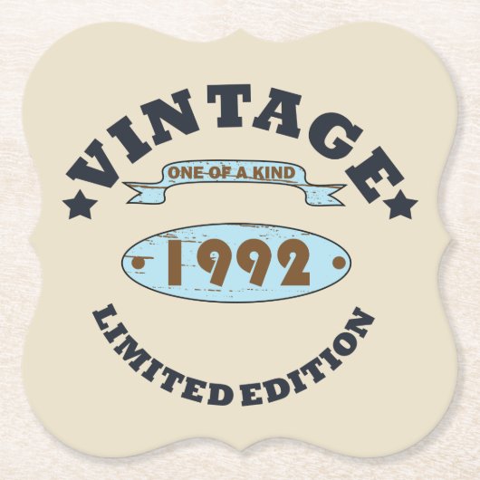 Geboren in 1992  verjaardagscadeau kartonnen onderzetters (Voorkant)