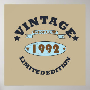 Geboren in 1992  verjaardagscadeau poster