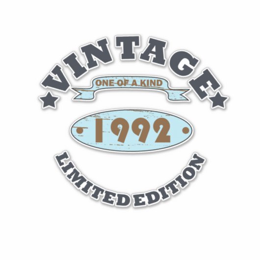 Geboren in 1992 verjaardagscadeau sticker (Voorkant)