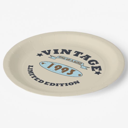 Geboren in 1993  verjaardagscadeau papieren bordje (Gekanteld)