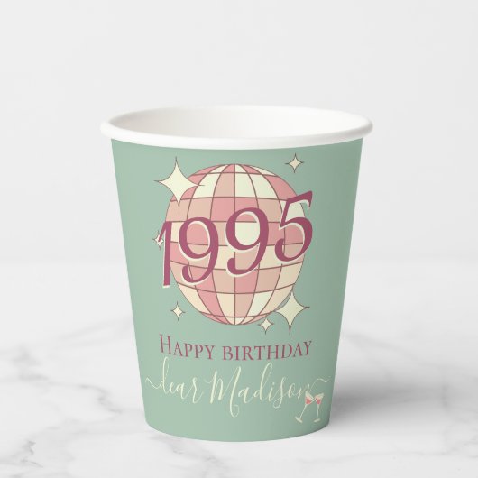 Geboren in 1995 30ste verjaardag retro party decor papieren bekers (Voorkant)