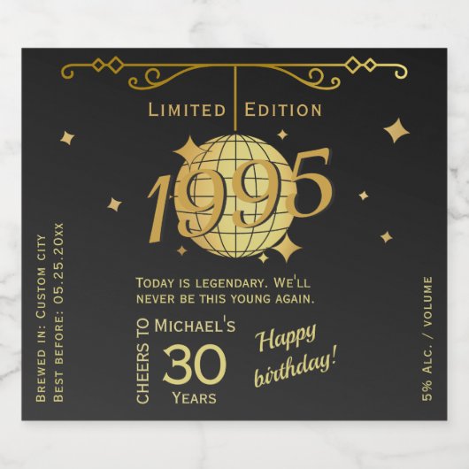 Geboren in 1995 30ste verjaardag wijnlabel Set Sparkling Wijnetiket (Enkel label)