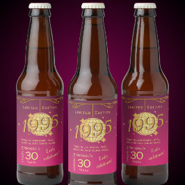Geboren in 1995 30ste verjaardagsfeest roze bier L Etiket