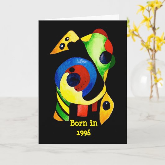 Geboren in 1996, Birthday Fun Facts Kaart (Gele Bloem)