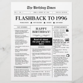 Geboren in 1996 Leuk zwart-wit krant