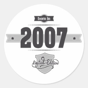 Geboren in 2007 (Dark&Lightgrey) Ronde Sticker