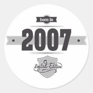 Geboren in 2007 (Dark&Lightgrey) Ronde Sticker
