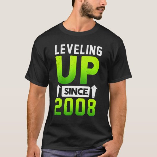 Geboren in 2008 Gaming level up from 2008 Gamer B T-shirt (Voorkant)