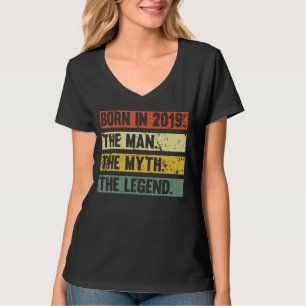 Geboren in 2019 Retro Man Myth Legend Verjaardag V T-shirt