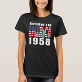 Geboren in Amerika in 1958 Vrijheidsbeeld VS-vlag T-shirt (Voorkant)