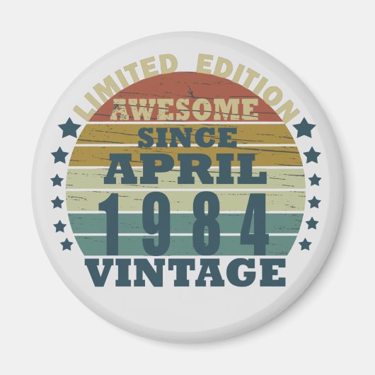 geboren in april 1984  verjaardag magneet (Voorkant)