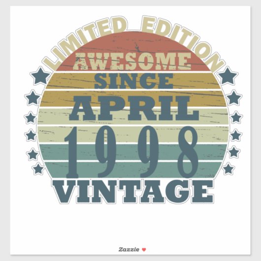 Geboren in april 1998 verjaardag sticker (Vel)