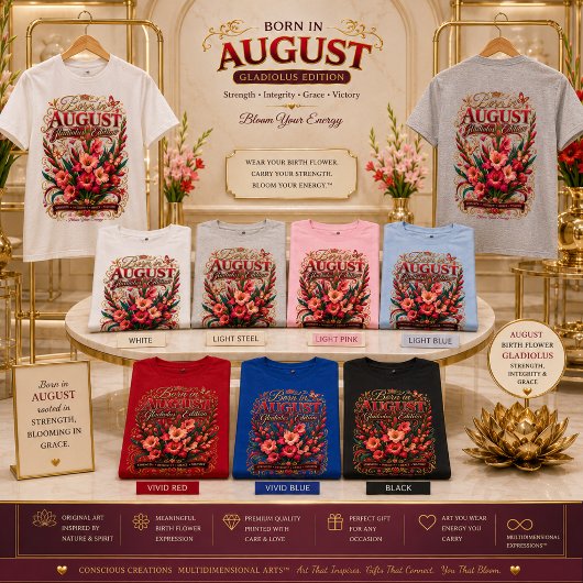 Geboren in augustus Gladiolus Editie Dames Basic T-shirt