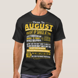 Geboren in augustus Leo Zodiac Virgo Birthday Mont T-shirt
