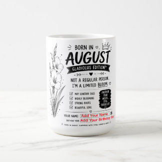 Geboren in augustus Zwart & Wit Verjaardagshumor Koffiemok