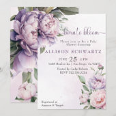 Geboren in Bloom paarse bloemenBaby shower Kaart (Voorkant / Achterkant)