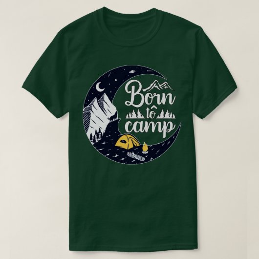Geboren in Camp Mountains Wolf Moon T-shirt (Design voorkant)