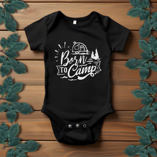 Geboren in Camp Typography Unisex | Lichtgrijs Romper